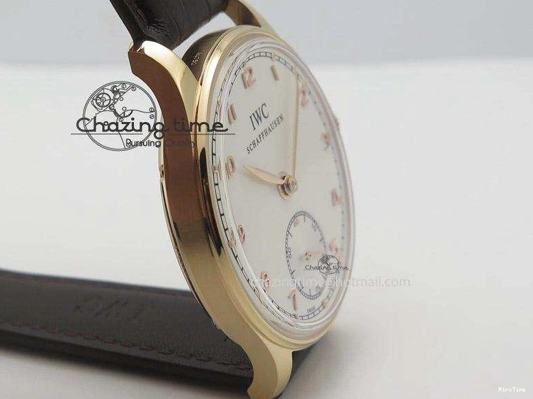 MIROTIME 0422 Compact Portuguese IW545409 RG ZF 1:1 Best Edition White Dial On Brown Leather Strap A 7336